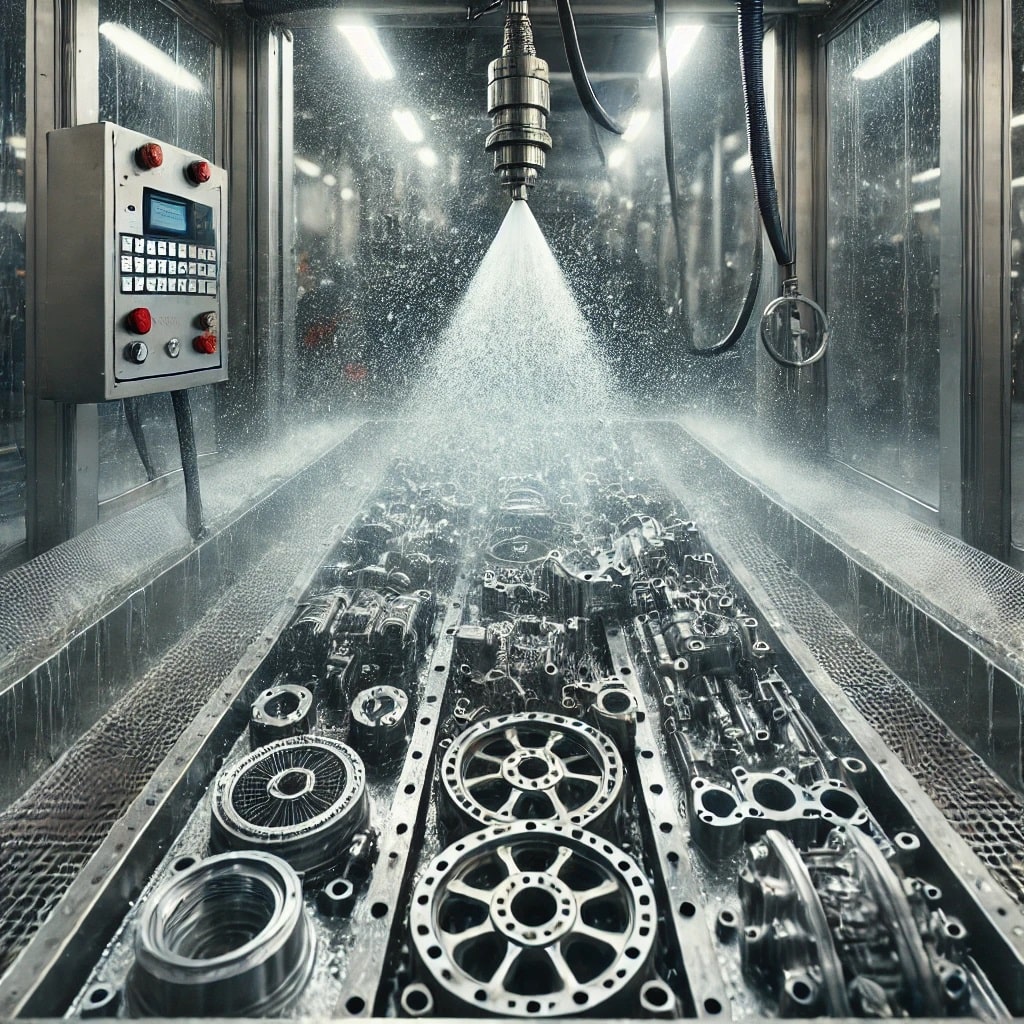 قطعه شویی صنعتی با استفاده از پودر و مایع چربی شو در یک سیستم شستشوی خودکار