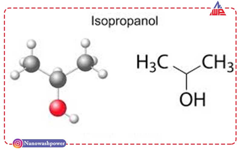 ایزوپروپیل الکل چیست؟ | بررسی روشهای تولید + 5 کاربرد اصلی + قیمت روز | شرکت نانو واش پاور نمایش ساختار مولکولی ایزوپروپیل الکل با فرمول شیمیایی C₃H₈O