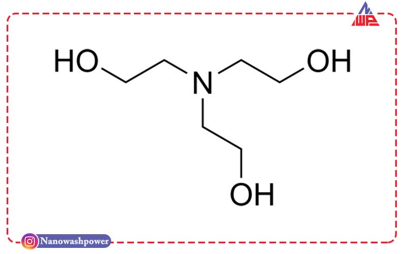 تری اتانول آمین چیست و چه کاربردهایی دارد؟ | فرمول، مشخصات، خرید و فروش | شرکت نانو واش پاور نمایش ساختار شیمیایی تری اتانول آمین